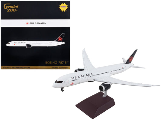 Boeing 787 - 9 Commercial Aircraft with Flaps Down "Air Canada" White with Black Tail "Gemini 200" Series 1/200 Diecast Model Airplane by GeminiJets free shipping USA - Rapid Vehicles