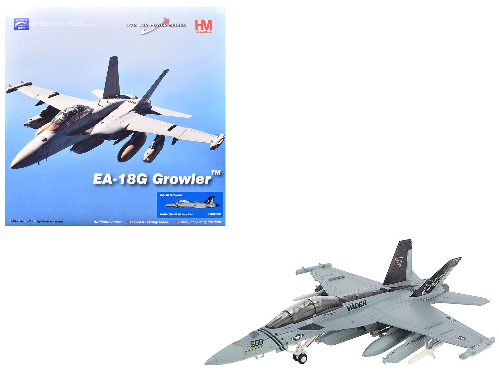 Boeing EA - 18 Growler Aircraft "VAQ - 209 Star Warriors AF500 Vader" (2024) United States Navy "Air Power Series" 1/72 Diecast Model by Hobby Master free shipping USA - Rapid Vehicles