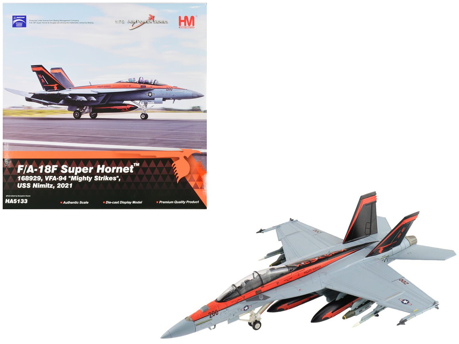Boeing F/A - 18F Super Hornet Fighter Aircraft "VFA - 94 'Mighty Strikes' USS Nimitz" (2021) United States Navy "Air Power Series" 1/72 Diecast Model by Hobby Master free shipping USA - Rapid Vehicles