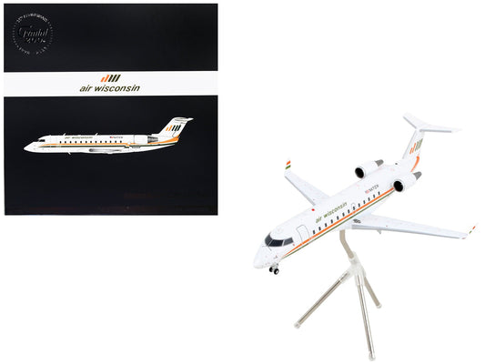 Bombardier CRJ200 Commercial Aircraft "Air Wisconsin" White with Orange and Green Stripes "Gemini 200" Series 1/200 Diecast Model Airplane by GeminiJets free shipping USA - Rapid Vehicles
