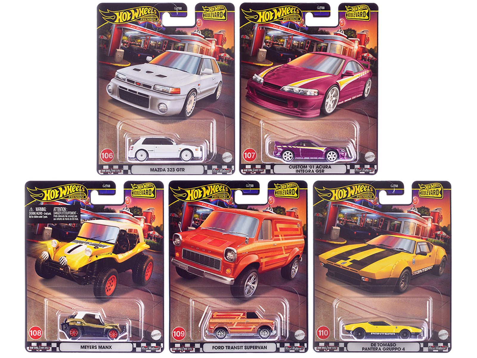 "Boulevard 106 - 110" 5 piece Set "Premium" 2024 Series Diecast Model Cars by Hot Wheels free shipping USA - Rapid Vehicles