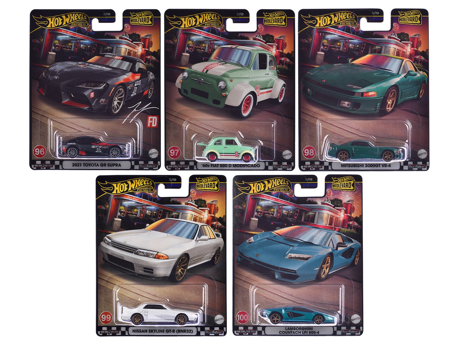 "Boulevard 96 - 100" 5 piece Set "Premium" 2024 Series Diecast Model Cars by Hot Wheels free shipping USA - Rapid Vehicles