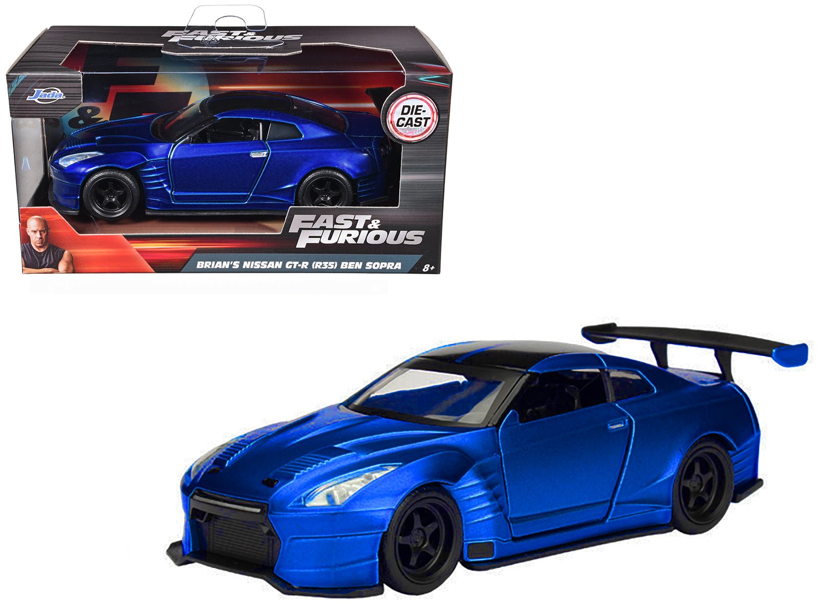 Brian's 2009 Nissan GTR R35 Blue Ben Sopra "Fast & Furious" Movie 1/32 Diecast Model Car by Jada free shipping USA - Rapid Vehicles