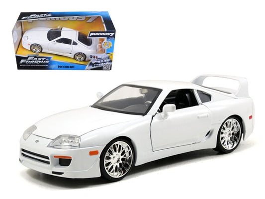 Brian's Toyota Supra White "Fast & Furious" Movie 1/24 Diecast Model Car by Jada free shipping USA - Rapid Vehicles