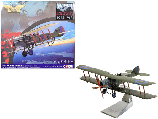 Bristol F - 2B Fighter Aircraft "C4636 Devil - in - the - Dusk No. 39 Squadron" (1918) Royal Flying Corps "The Aviation Archive" Series 1/48 Diecast Model by Corgi free shipping USA - Rapid Vehicles
