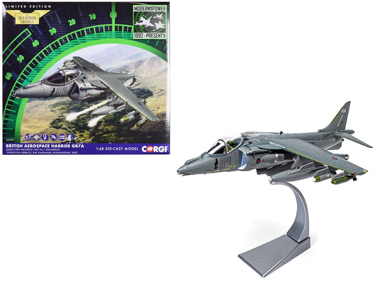 British Aerospace Harrier GR7A Aircraft "Michelle RAF No.1 Squadron Operation Herrick RAF Kandahar Afghanistan" (2007) Royal Air Force "The Aviation Archive" Series 1/48 Diecast Model by Corgi free shipping USA - Rapid Vehicles
