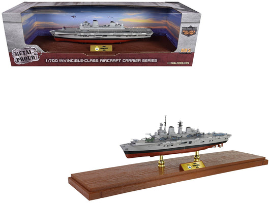 British HMS Invincible (R05) Aircraft Carrier Full - Hull Edition "Falklands War" (1982) British Royal Navy "Battleship" Series 1/700 Diecast Model by Metal Proud free shipping USA - Rapid Vehicles