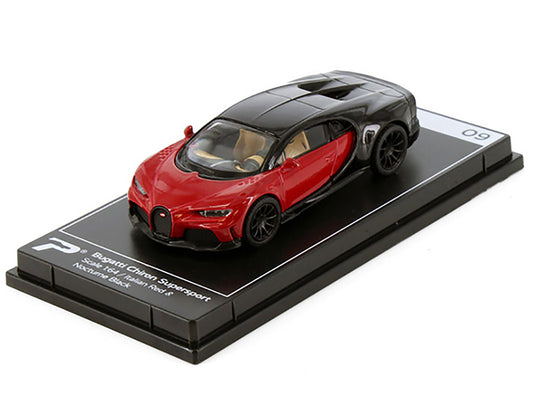 Bugatti Chiron Supersport Italian Red and Nocturne Black "Hypercar League Collection" 1/64 Diecast Model Car by PosterCars - Rapid Vehicles