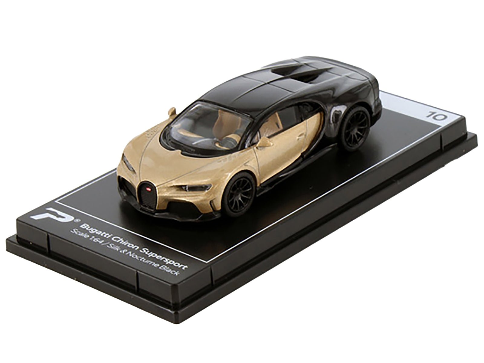 Bugatti Chiron Supersport Silk Gold Metallic and Nocturne Black "Hypercar League Collection" 1/64 Diecast Model Car by PosterCars - Rapid Vehicles