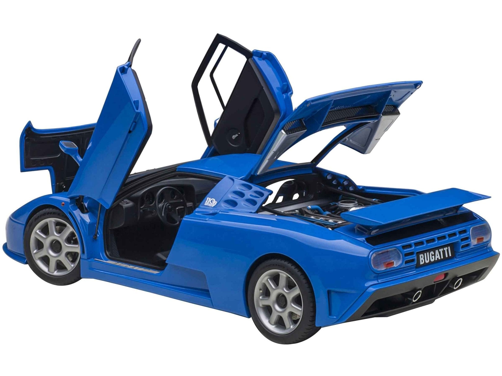 Bugatti EB110 SS Super Sport French Racing Blue with Silver Wheels 1/18 Model Car by Autoart - Rapid Vehicles