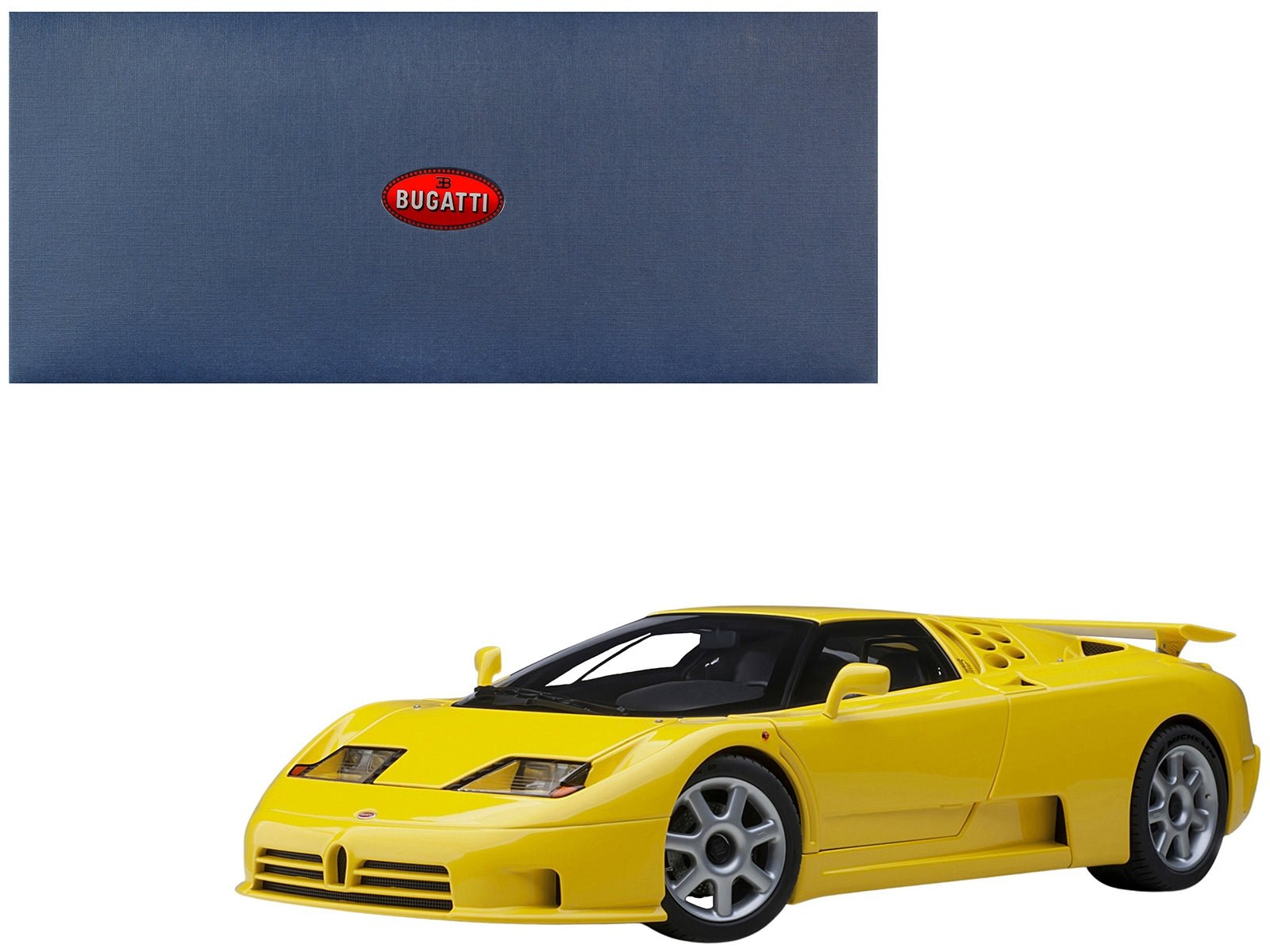 Bugatti EB110 SS Super Sport Giallo Bugatti Yellow with Silver Wheels 1/18 Model Car by Autoart - Rapid Vehicles