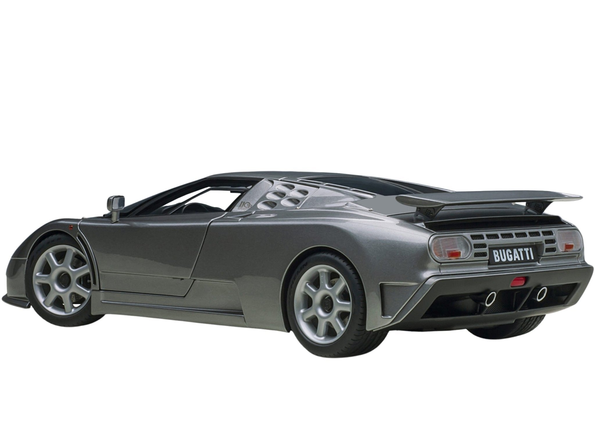Bugatti EB110 SS Super Sport Grigio Metalizzatto Silver Metallic with Silver Wheels 1/18 Model Car by Autoart - Rapid Vehicles