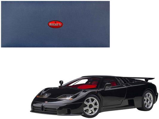 Bugatti EB110 SS Super Sport Nero Vernice Black with Red Interior and Silver Wheels 1/18 Model Car by Autoart - Rapid Vehicles