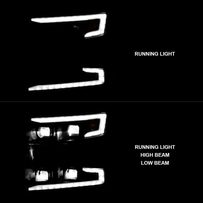 ANZO 19-22 Chevrolet Silverado 1500 LED Proj HL w/Lgt Bar SwBk Seq. Blk w/In. Light - Passenger Side 111566-R