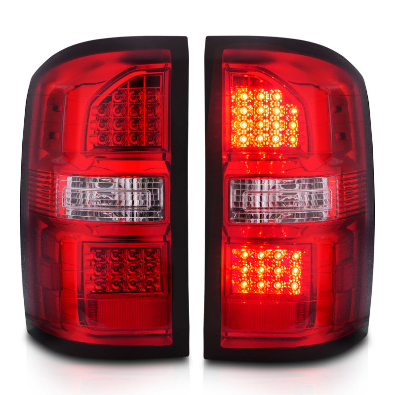 ANZO 2014-2018 GMC Sierra LED Tail Lights Black Housing Red/Clear Lens 311399