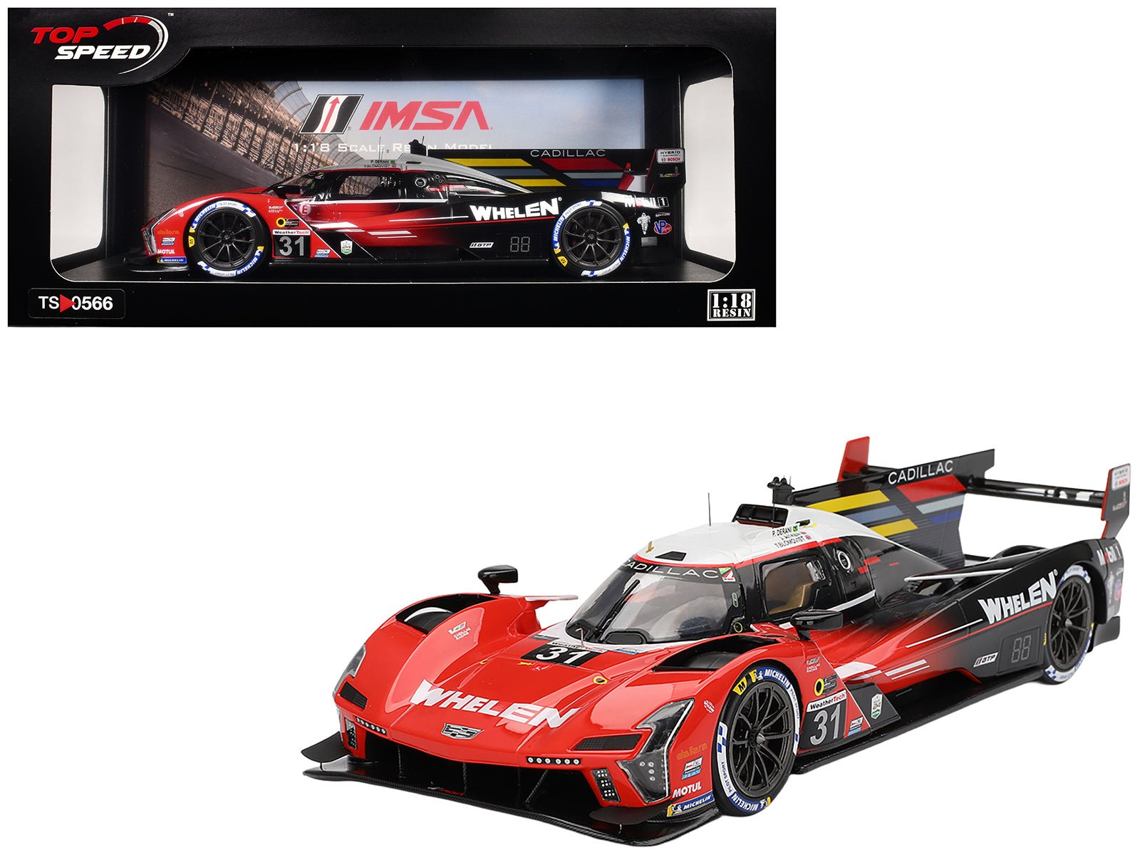 Cadillac V - Series.R 31 Jack Aitken - Tom Blomqvist - Pipo Derani "Whelen Cadillac Racing" 2nd Place IMSA "24 Hours of Daytona" (2024) 1/18 Model Car by Top Speed free shipping USA - Rapid Vehicles