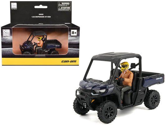 Can-Am Defender XT HD9 Navy Blue and Black with Driver Figure 1/32 Diecast Model by BRP Models free shipping USA - Rapid Vehicles