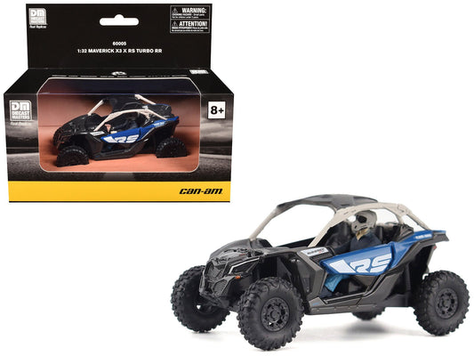 Can-Am Maverick X3 X RS Turbo RR Intense Blue and Chalk Gray with Driver Figure 1/32 Diecast Model by BRP Models free shipping USA - Rapid Vehicles