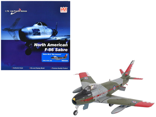 Canadair Sabre Mk.6 Fighter Aircraft "Sky Lancers" (1956) Royal Canadian Air Force "Air Power Series" 1/72 Diecast Model by Hobby Master free shipping USA - Rapid Vehicles
