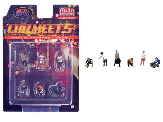 "Car Meet 5" 6 piece Diecast Figure Set Limited Edition for 1/64 Scale Models by American Diorama free shipping USA - Rapid Vehicles