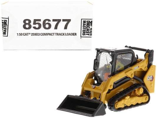 CAT Caterpillar 259D3 Compact Track Loader with Work Tools and Operator Yellow "High Line Series" 1/50 Diecast Model by Diecast Masters free shipping USA - Rapid Vehicles