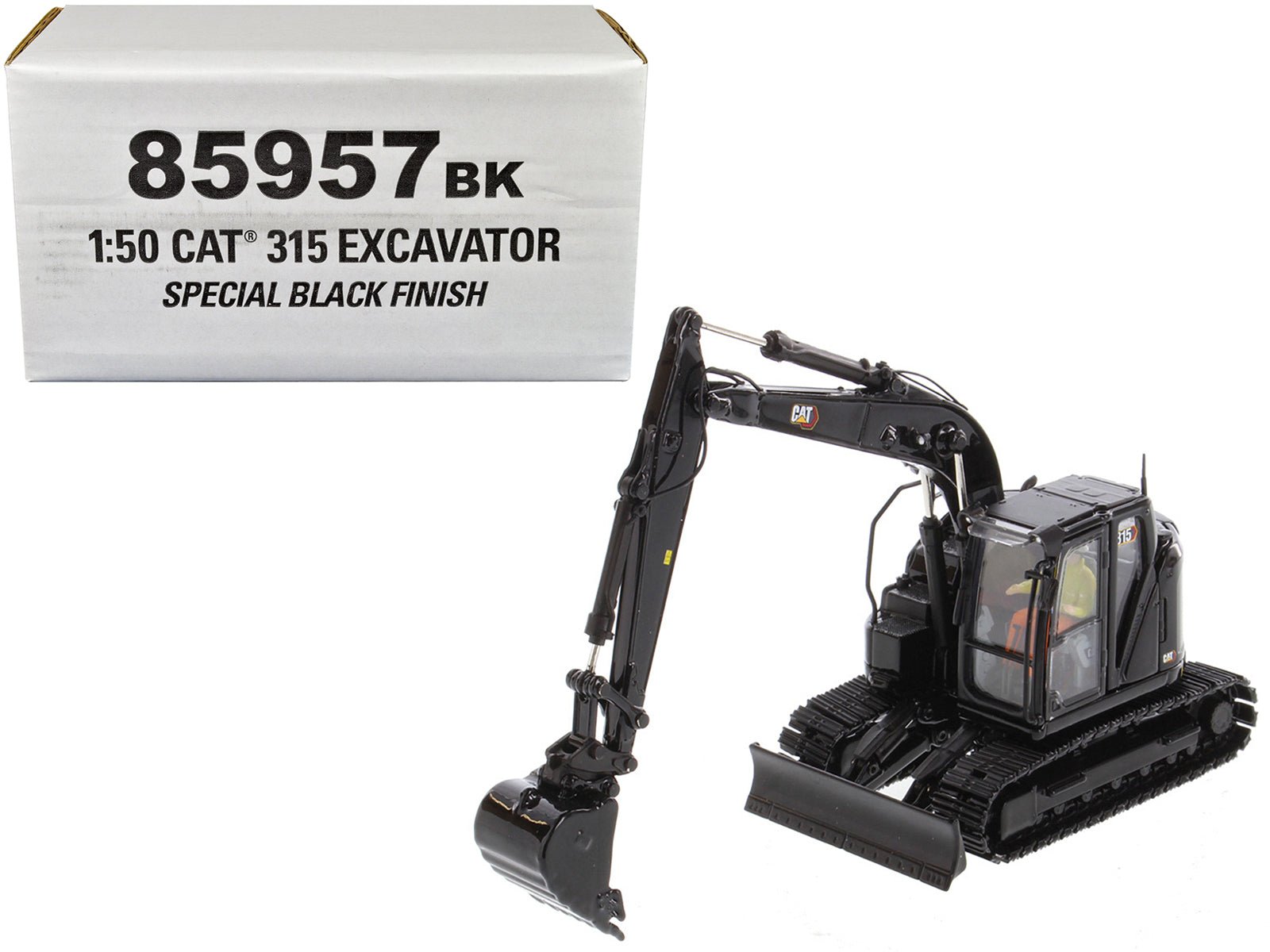 CAT Caterpillar 315 Track Type Hydraulic Excavator Special Black Finish with Operator "High Line" Series 1/50 Diecast Model by Diecast Masters free shipping USA - Rapid Vehicles