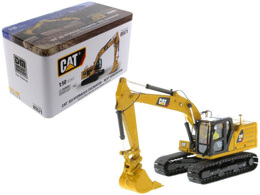 CAT Caterpillar 323 Hydraulic Excavator with Operator Next Generation Design "High Line Series" 1/50 Diecast Model by Diecast Masters free shipping USA - Rapid Vehicles