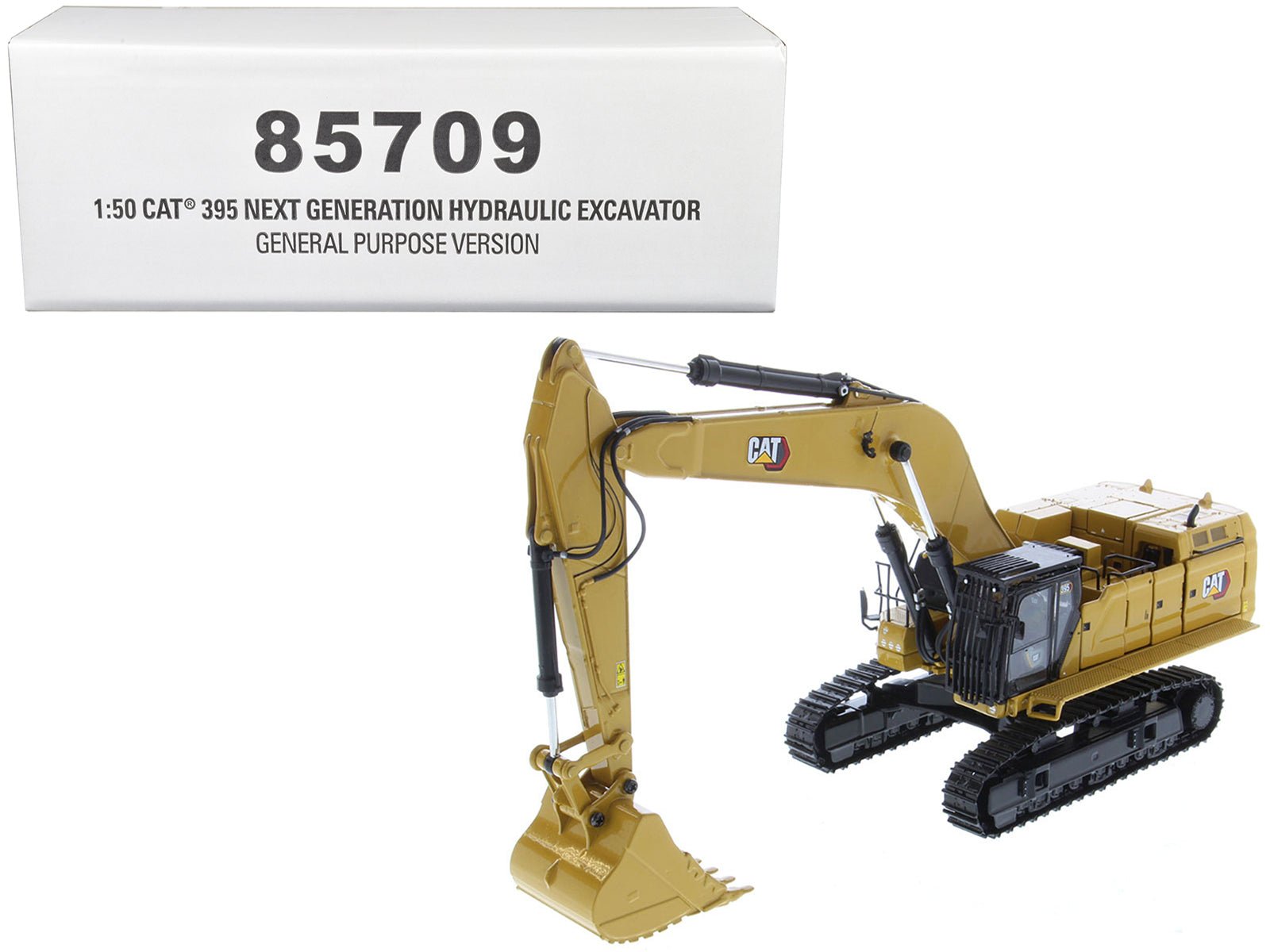 CAT Caterpillar 395 Next Generation Hydraulic Excavator (General Purpose Version) Yellow with Operator and Additional Tools "High Line" Series 1/50 Diecast Model by Diecast Masters free shipping USA - Rapid Vehicles
