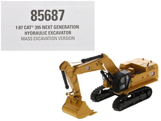 CAT Caterpillar 395 Next - Generation Hydraulic Excavator (Mass Excavation Version) Yellow "High Line Series" 1/87 (HO) Scale Diecast Model by Diecast Masters free shipping USA - Rapid Vehicles