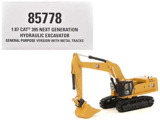 CAT Caterpillar 395 Next - Generation Hydraulic Excavator (Mass Excavator Version) Yellow with Additional Tools "High Line Series" 1/87 (HO) Diecast Model by Diecast Masters free shipping USA - Rapid Vehicles