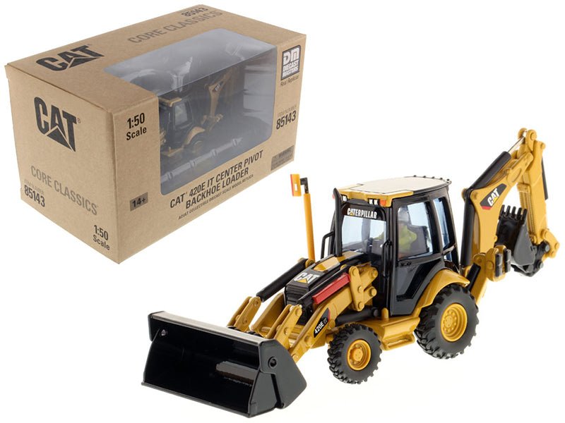 CAT Caterpillar 420E Center Pivot Backhoe Loader with Working Tools with Operator "Core Classics Series" 1/50 Diecast Model by Diecast Masters free shipping USA - Rapid Vehicles