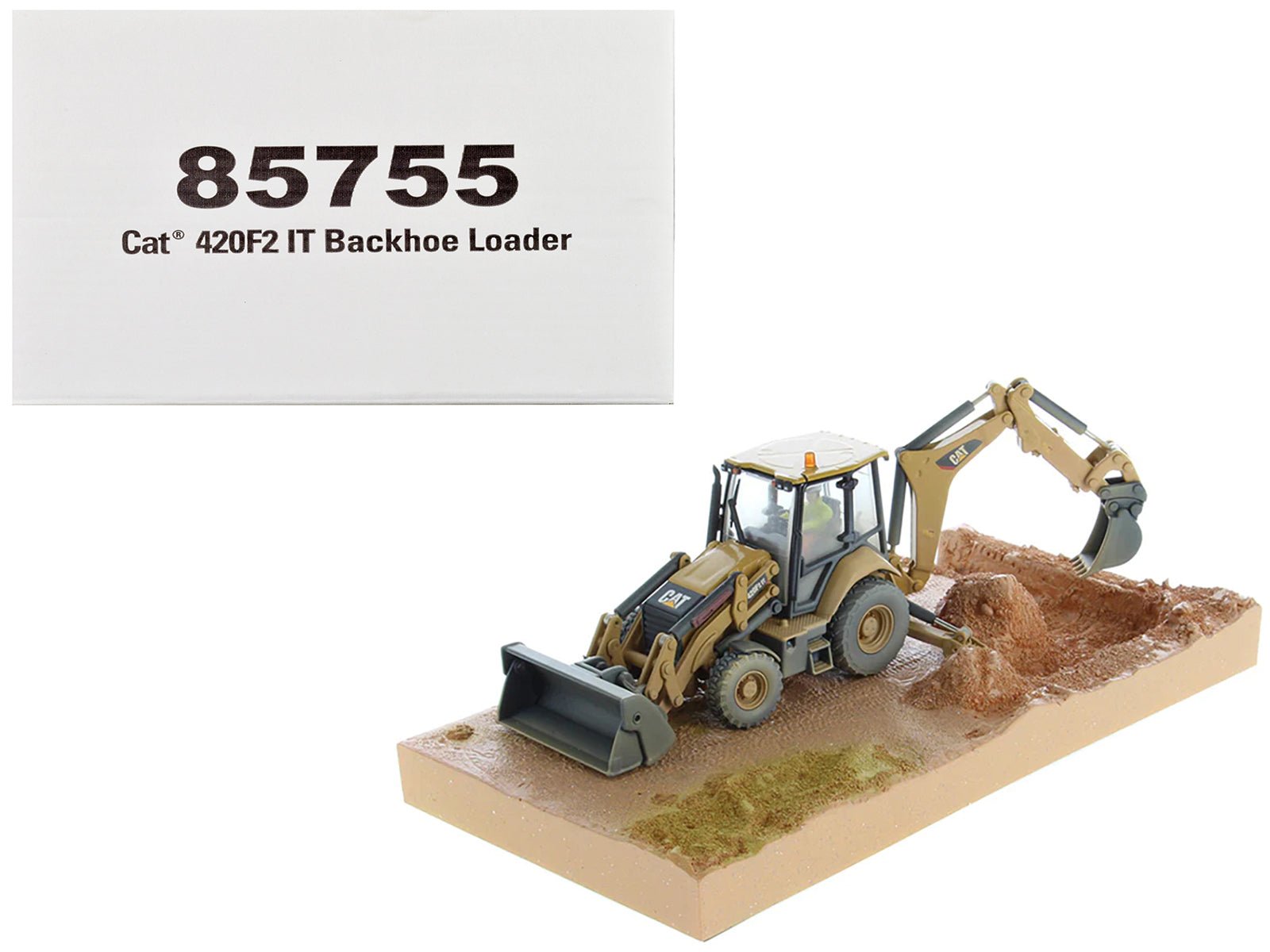 CAT Caterpillar 420F2 IT Backhoe Loader with Operator Yellow "Weathered Series" 1/50 Diecast Model by Diecast Masters free shipping USA - Rapid Vehicles