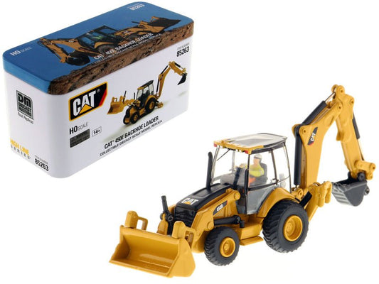 CAT Caterpillar 450E Backhoe Loader with Operator "High Line" Series 1/87 (HO) Scale Diecast Model by Diecast Masters free shipping USA - Rapid Vehicles