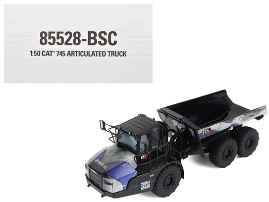CAT Caterpillar 745 Articulated Dump Truck "Brent Scarbrough & Co. - Back the Blue" Black with Graphics "High Line" Series 1/50 Diecast Model by Diecast Masters free shipping USA - Rapid Vehicles