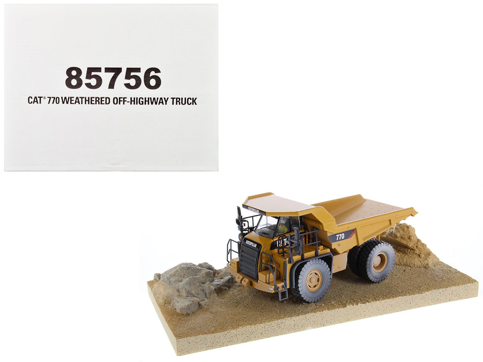 CAT Caterpillar 770 Off - Highway Truck Yellow (Weathered) with Operator "Weathered" Series 1/50 Diecast Model by Diecast Masters free shipping USA - Rapid Vehicles