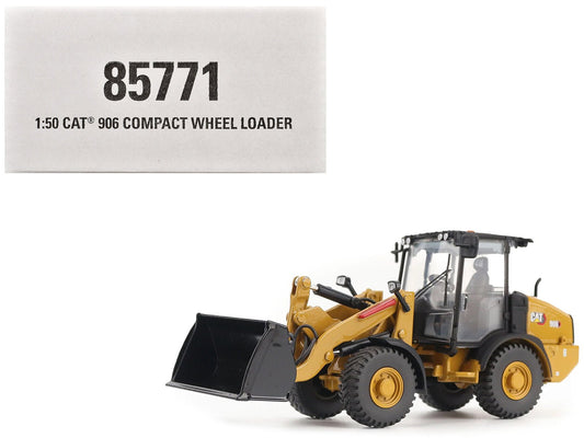 CAT Caterpillar 906 Compact Wheel Loader Yellow with Operator "High Line Series" 1/50 Diecast Model by Diecast Masters free shipping USA - Rapid Vehicles