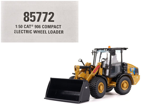 CAT Caterpillar 906 Electric Compact Wheel Loader Yellow with Operator "High Line Series" 1/50 Diecast Model by Diecast Masters free shipping USA - Rapid Vehicles