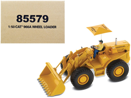 CAT Caterpillar 966A Wheel Loader Yellow with Operator "Vintage Series" 1/50 Diecast Model by Diecast Masters free shipping USA - Rapid Vehicles