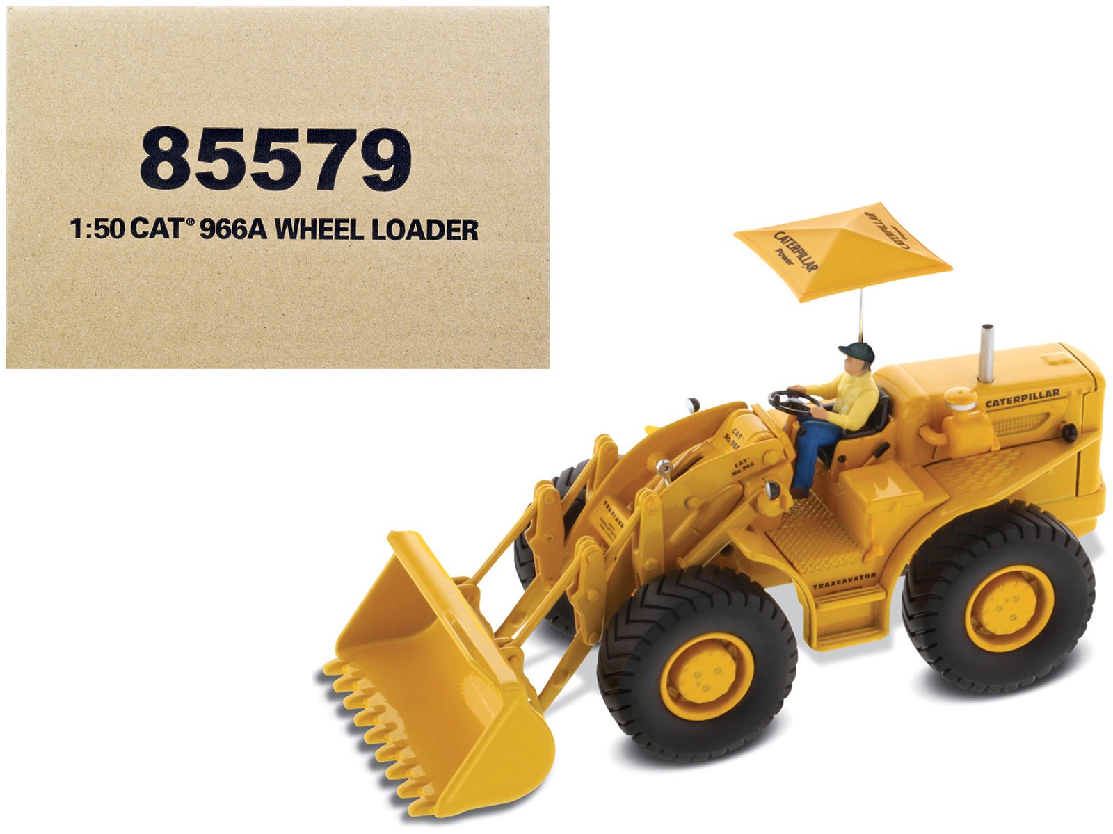 CAT Caterpillar 966A Wheel Loader Yellow with Operator "Vintage Series" 1/50 Diecast Model by Diecast Masters free shipping USA - Rapid Vehicles