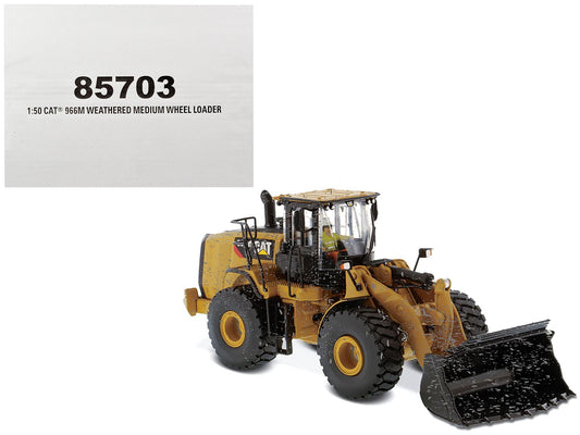 CAT Caterpillar 966M Wheel Loader with Operator (Dirty Version) "Weathered" Series 1/50 Diecast Model by Diecast Masters free shipping USA - Rapid Vehicles