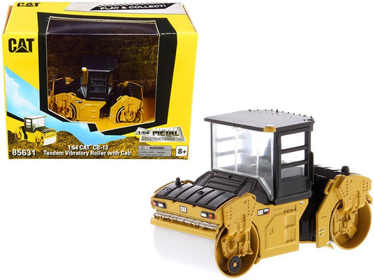 CAT Caterpillar CB-13 Tandem Vibratory Roller with Cab "Play & Collect!" Series 1/64 Diecast Model by Diecast Masters free shipping USA - Rapid Vehicles