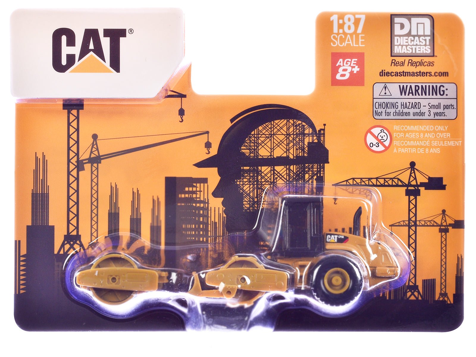 CAT Caterpillar CS56 Roller with Interchangeable Front Attachment Yellow 1/87 (HO) Diecast Model by Diecast Masters free shipping USA - Rapid Vehicles