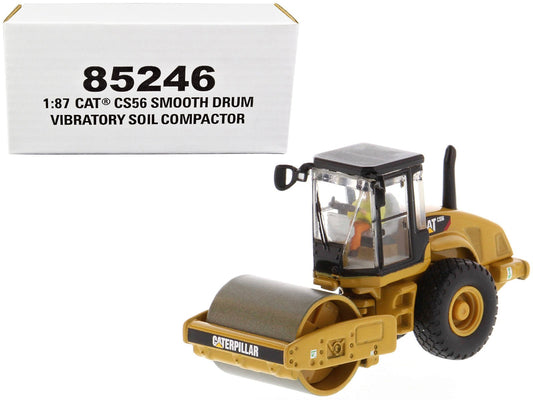 CAT Caterpillar CS56 Smooth Drum Vibratory Soil Compactor with Operator "High Line" Series 1/87 (HO) Scale Diecast Model by Diecast Masters free shipping USA - Rapid Vehicles