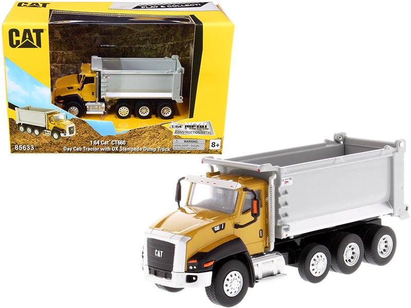 CAT Caterpillar CT660 Day Cab Tractor with OX Stampede Dump Truck "Play & Collect!" Series 1/64 Diecast Model by Diecast Masters free shipping USA - Rapid Vehicles