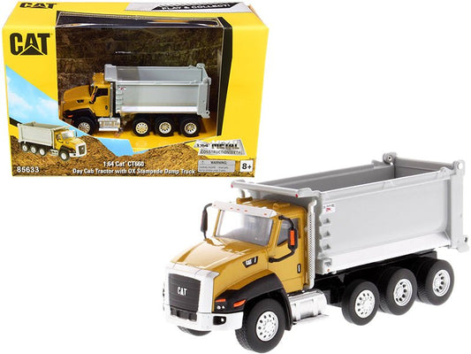 CAT Caterpillar CT660 Day Cab Tractor with OX Stampede Dump Truck "Play & Collect!" Series 1/64 Diecast Model by Diecast Masters free shipping USA - Rapid Vehicles