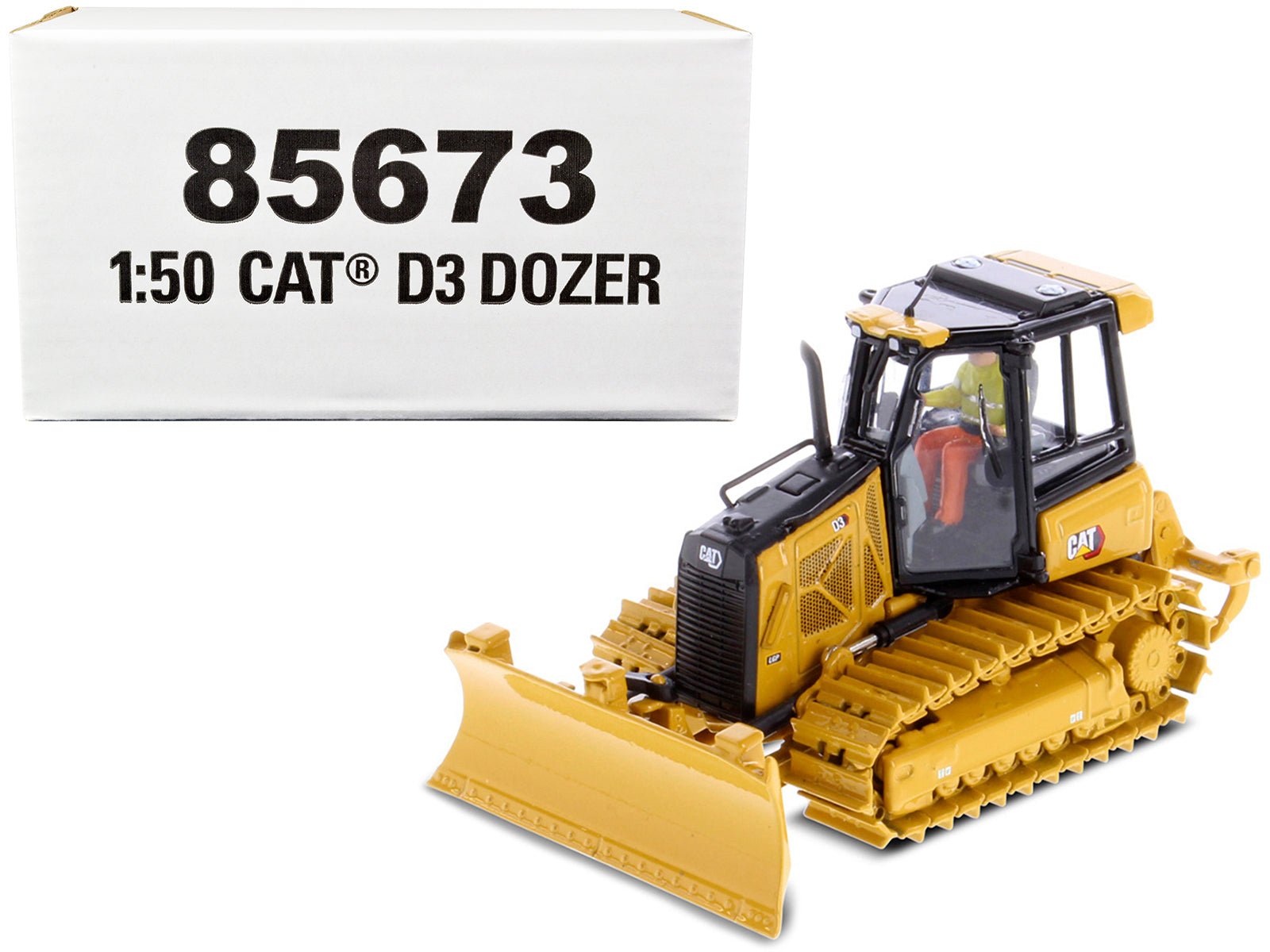 CAT Caterpillar D3 Track Type Dozer with Operator "High Line" Series 1/50 Diecast Model by Diecast Masters free shipping USA - Rapid Vehicles