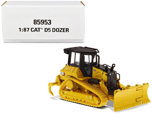 CAT Caterpillar D5 Track - Type Dozer Yellow with Fine Grading Undercarriage and Foldable Blade "High Line Series" 1/87 (HO) Scale Diecast Model by Diecast Masters free shipping USA - Rapid Vehicles
