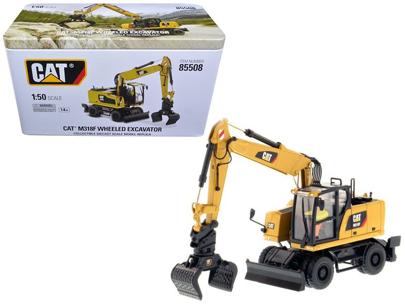 CAT Caterpillar M318F Wheeled Excavator with Operator "High Line Series" 1/50 Diecast Model by Diecast Masters free shipping USA - Rapid Vehicles
