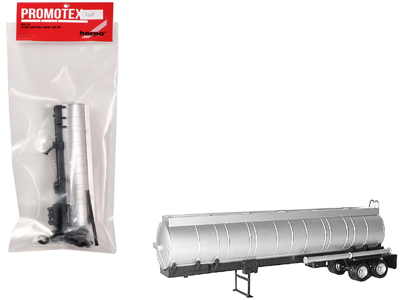 Chemical Tanker Trailer Silver 1/87 (HO) Plastic Model by Promotex free shipping USA - Rapid Vehicles