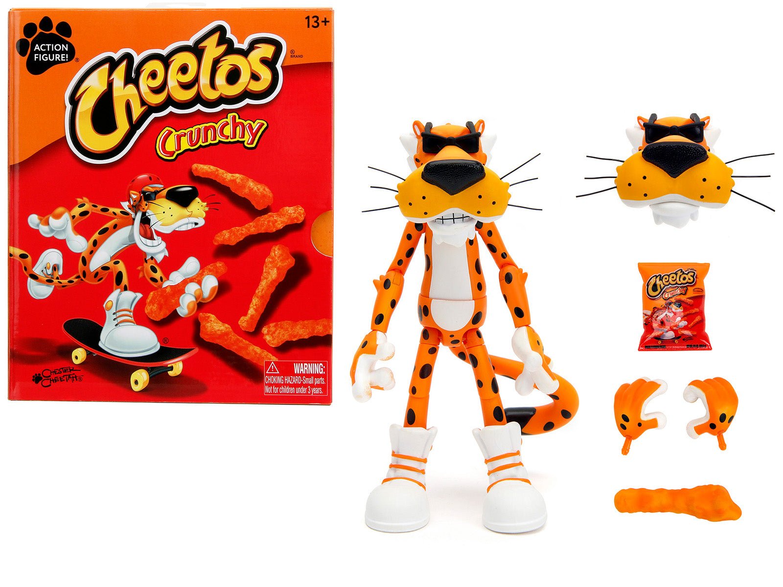 Chester Cheetah 5.5" Figure with Accessories and Alternate Head and Hands "Cheetos Crunchy" model by Jada free shipping USA - Rapid Vehicles